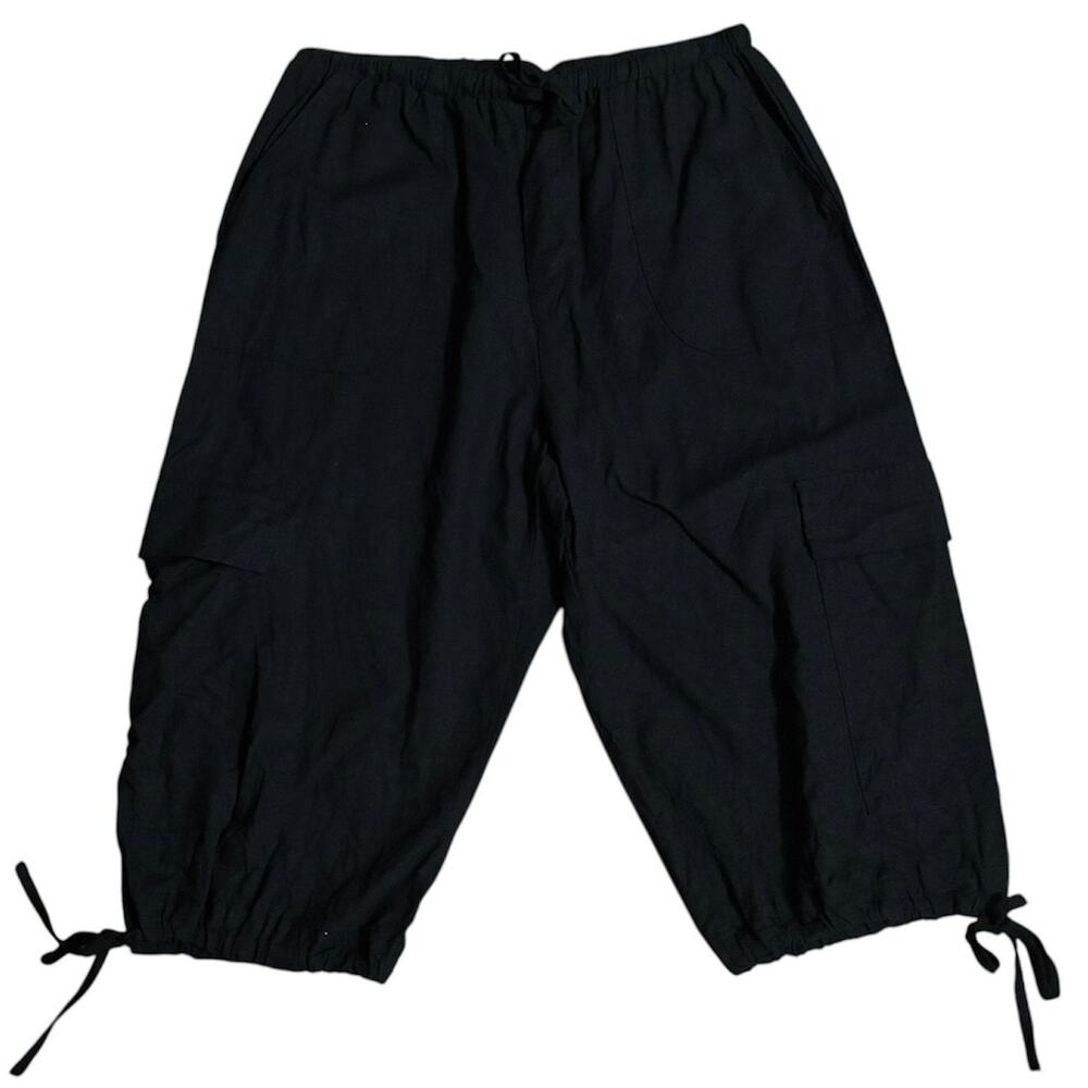 🌻 2/$20 Cotton On Size 8 Cargo Cropped Pants Crops Linen Blend Black Minimalist